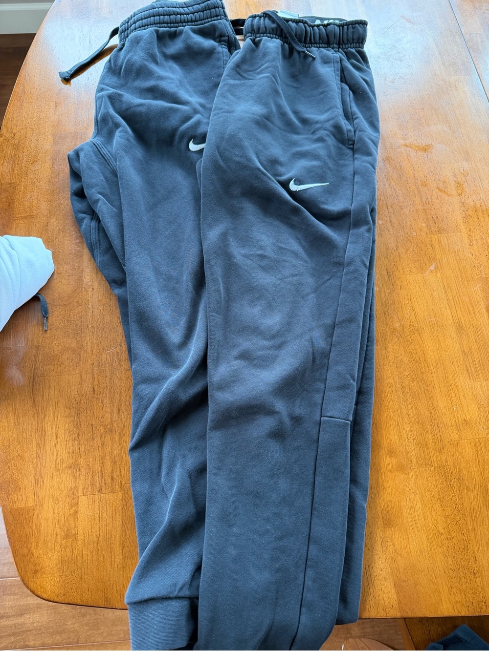 Mens Black Jogger Sweatpants with White Swoosh